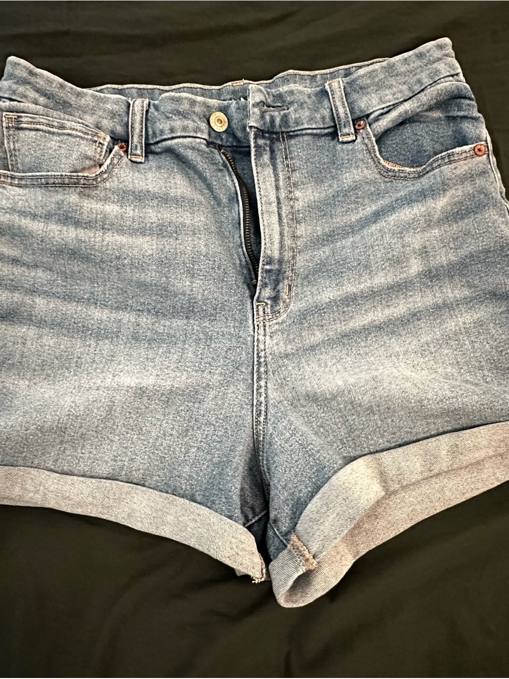 American Eagle Outfitters Light Wash Rolled-Hem Denim Shorts